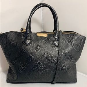 Burberry Dewsbury embossed Black Leather Satchel!